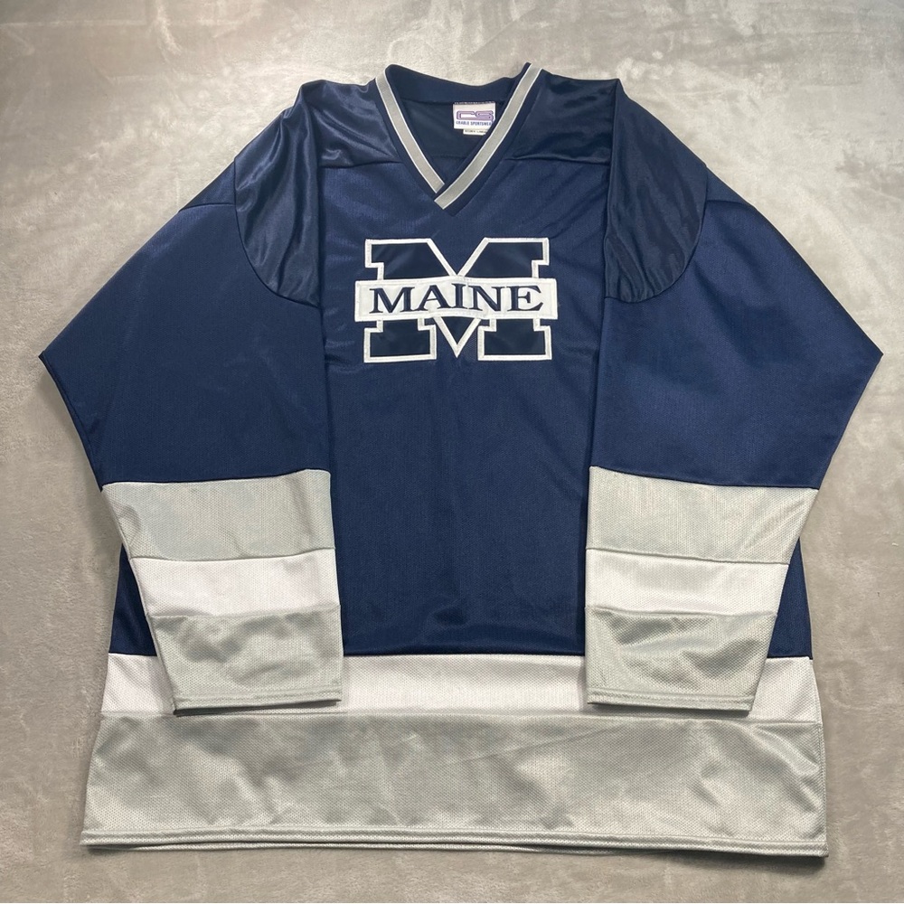 Vintage Maine Black Bears Hockey Jersey Sz XL Crable Sportswear USA Made